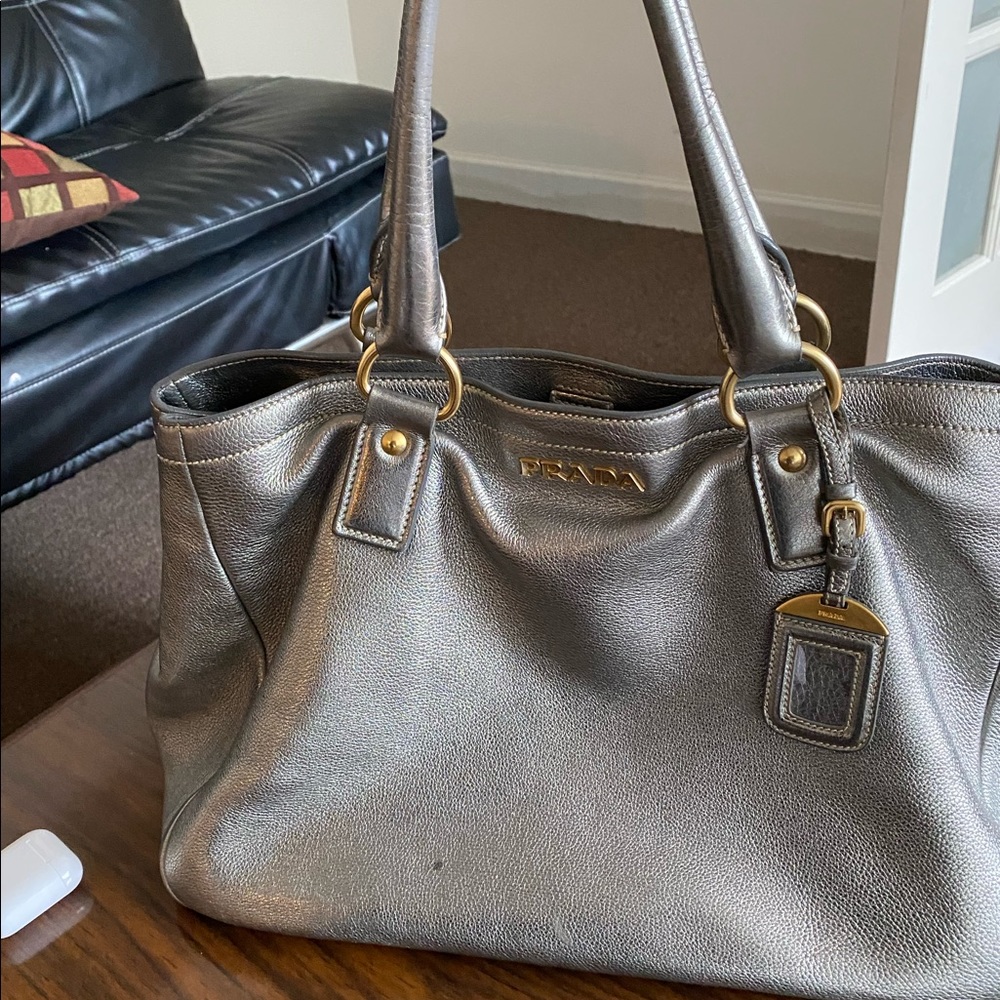 Silver Prada Handbag